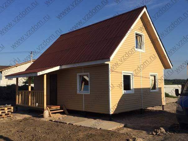 Дом каркасный 6 х 8 м с террасой
