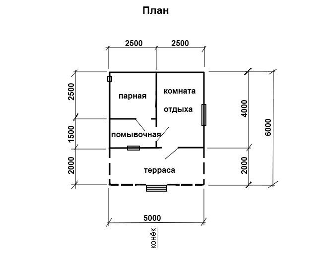 Баня из бруса 5 х 6 м