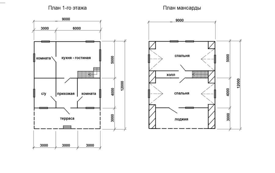 Дом из бруса 9х12 м