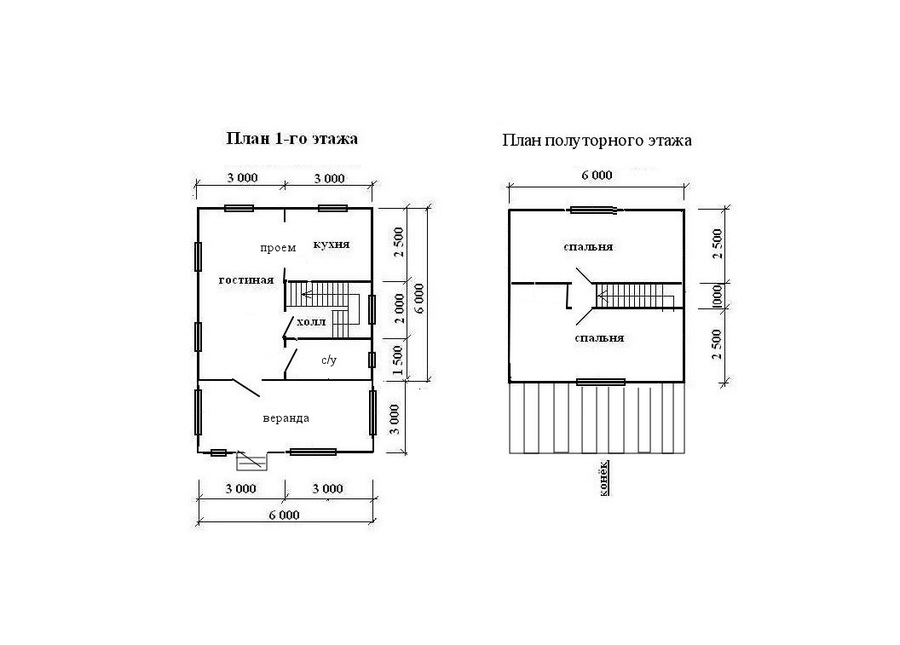 Каркасный дом 6 х 6 м с верандой
