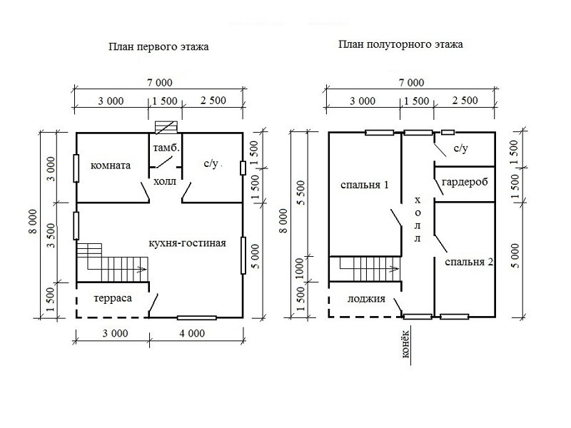 Дом 7 х 8 м из профилированного бруса