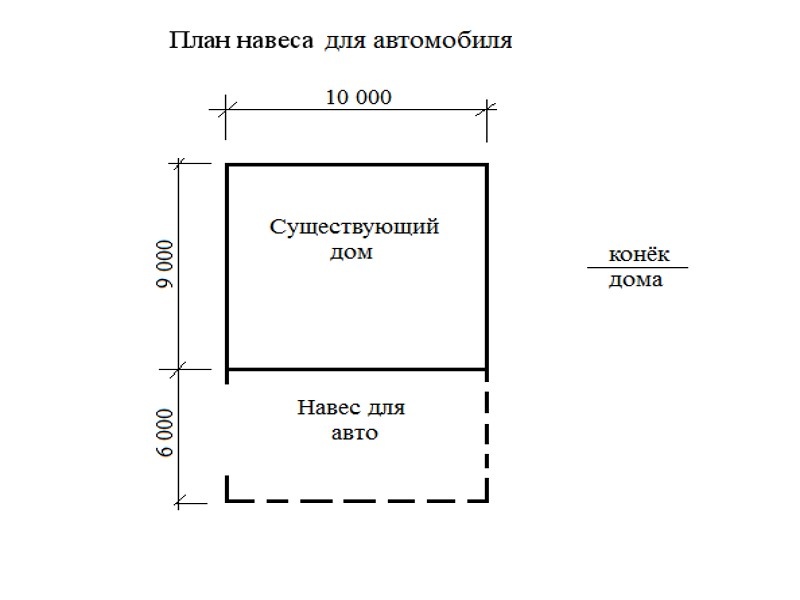 Навес для авто 6 х 10 м
