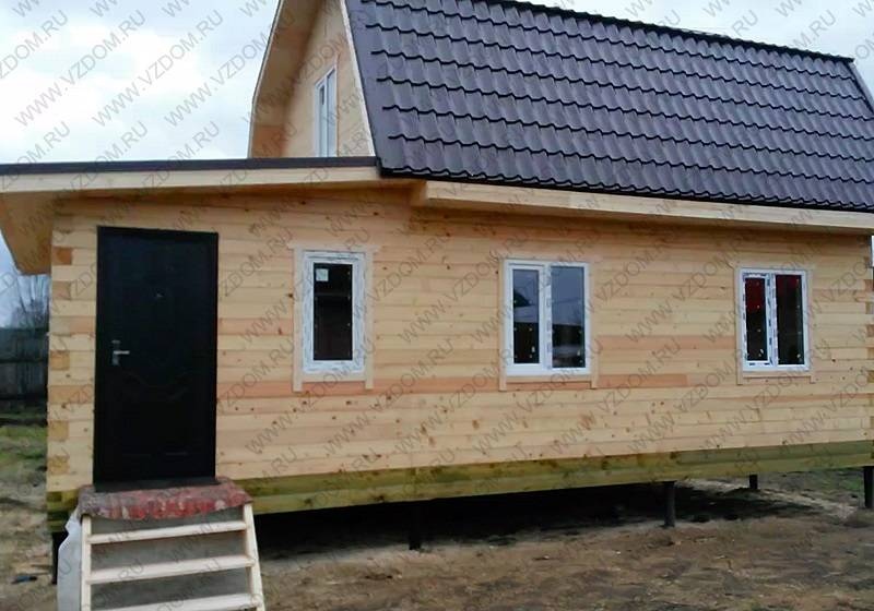 Дом из бруса 6 х 6 м с верандой
