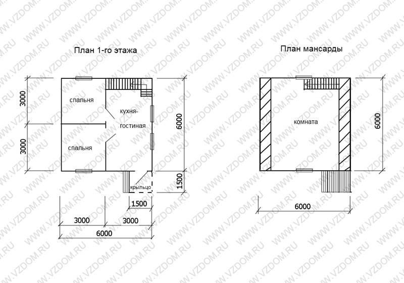 Каркасный дом 6 х 6 м