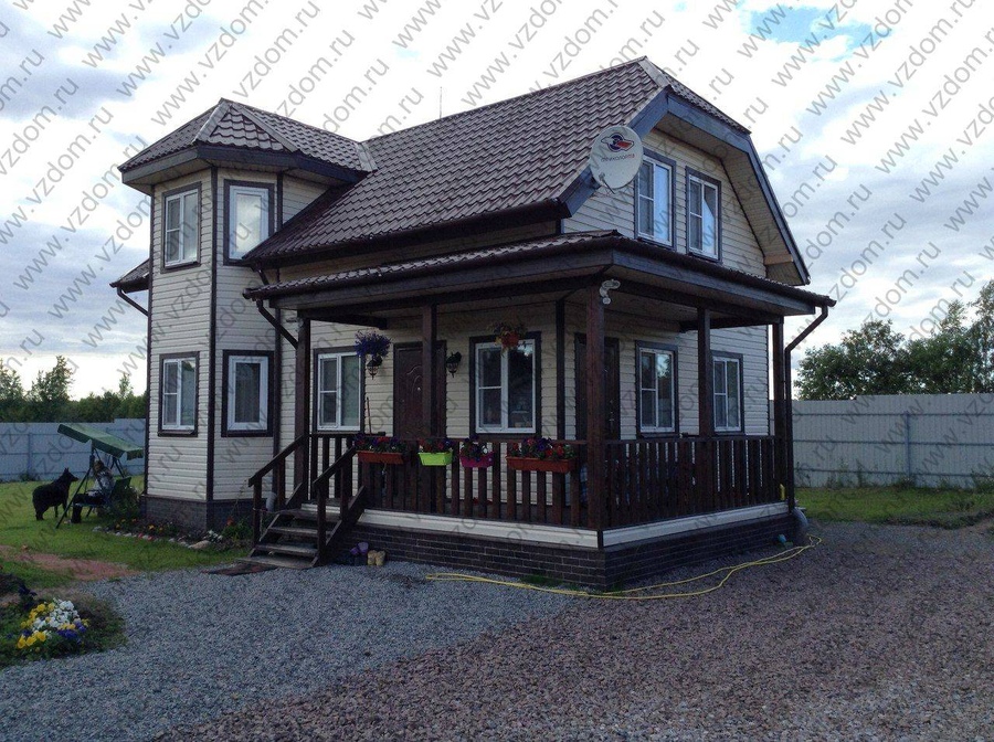 Каркасный дом 6 х 9 м с двухэтажным эркером