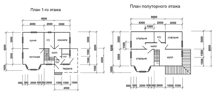 Каркасный дом 6 х 9 м с двухэтажным эркером