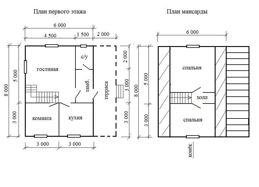Каркасный дом 6 х 8 м