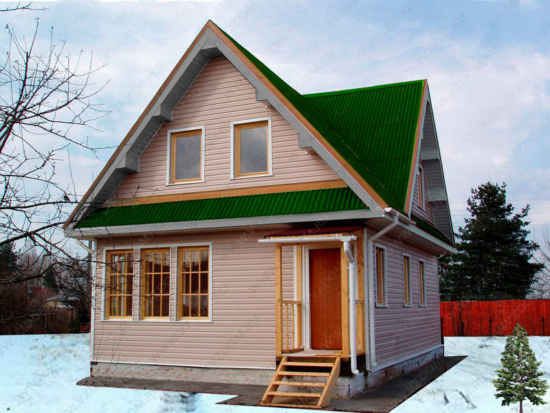 № 07-90. Каркасный дом 6х8 с крыльцом