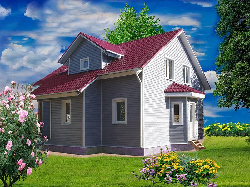 № 11-70. Каркасный дом 8х8 с эркером