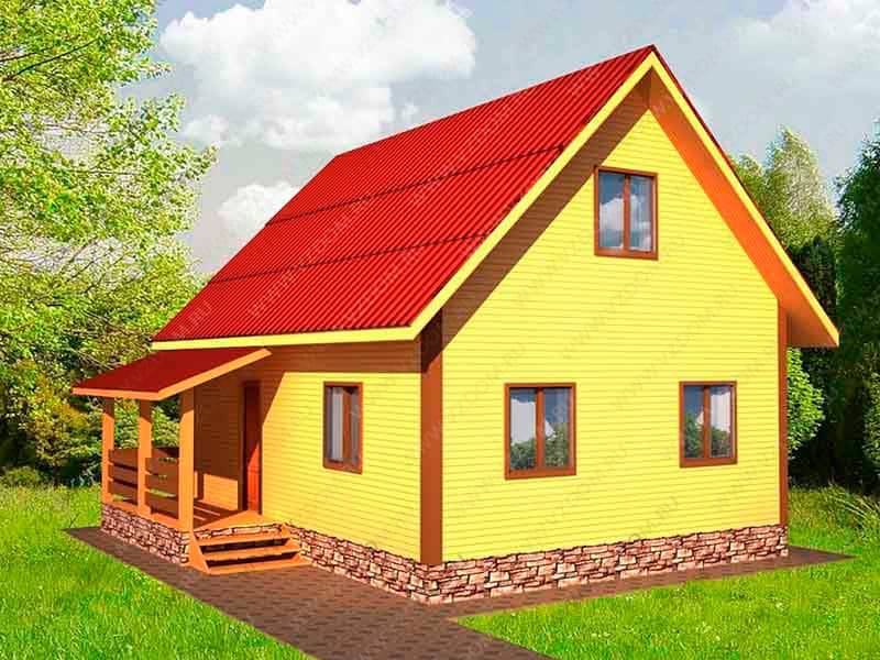 № 07-30. Каркасный дом 6х8 с террасой