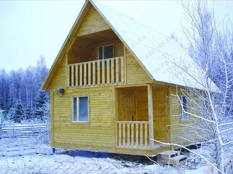 № 01-30. Дом из бруса 5х5 с крыльцом и лоджией