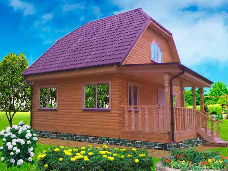 № 05-70. Дом из бруса 6х7,5 с террасой