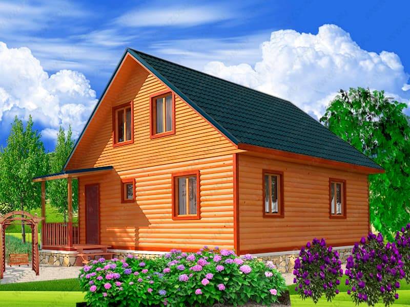 № 12-80. Дом из бруса 8х9 с крыльцом