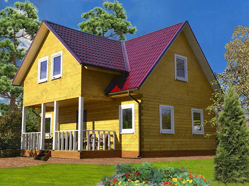 № 14-40. Дом из бруса 8,5х9 с террасой