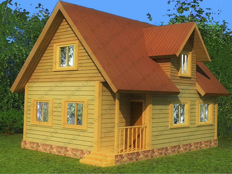 № 06-10. Дом из бруса 6х8 с фонарём