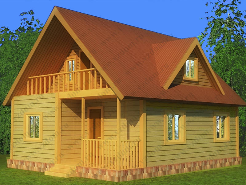 № 13-20. Дом из бруса 8х10 с террасой и фонарем